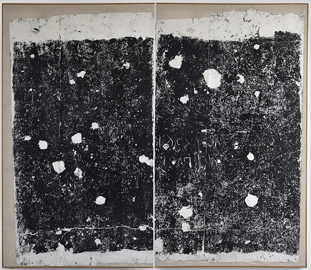 Giancarlo Scaglia, Stellar 2 (Diptyque), 2014, Dessin sur papier japonais et peinture à l'huile, diptyque, 267 x 154 cm