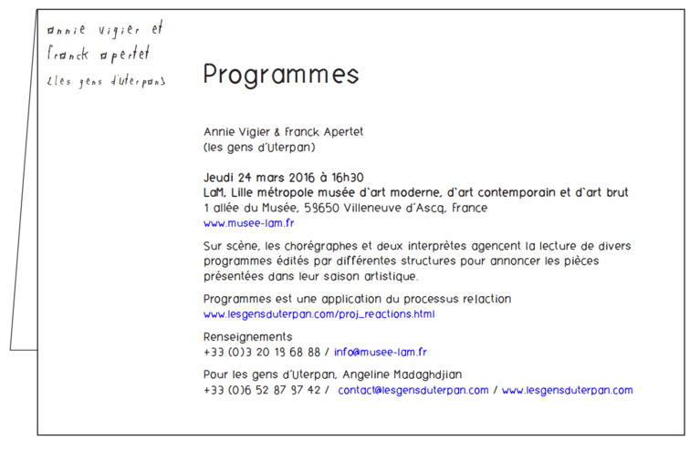 Cartel Programme - LaM, Lille métropole musée d‘art moderne, d‘art contemporain et d‘art brut