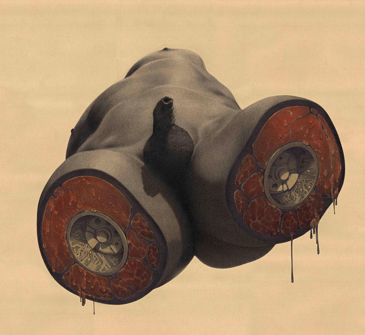 Karen David “Ceueo” graphite et poudre sanguine sur papier 70 x 100 cm – 2020