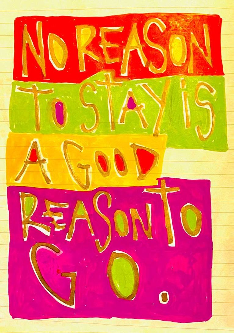 Aurèle, "No reason to stay...", 2020, mixed media sur papier, 20 x 15 cm