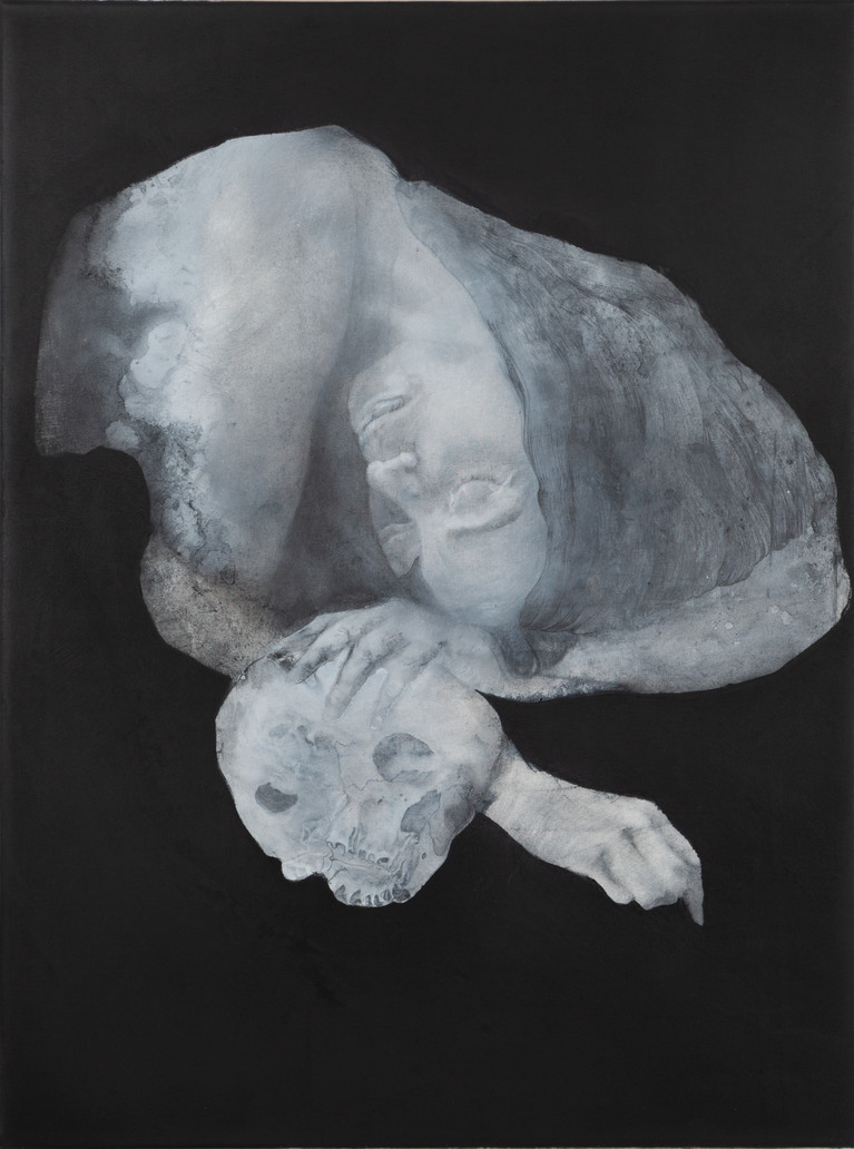 Nathalie Bourdreux, Concertation, 2022, huile et fusain sur toile, 80 x 60cm