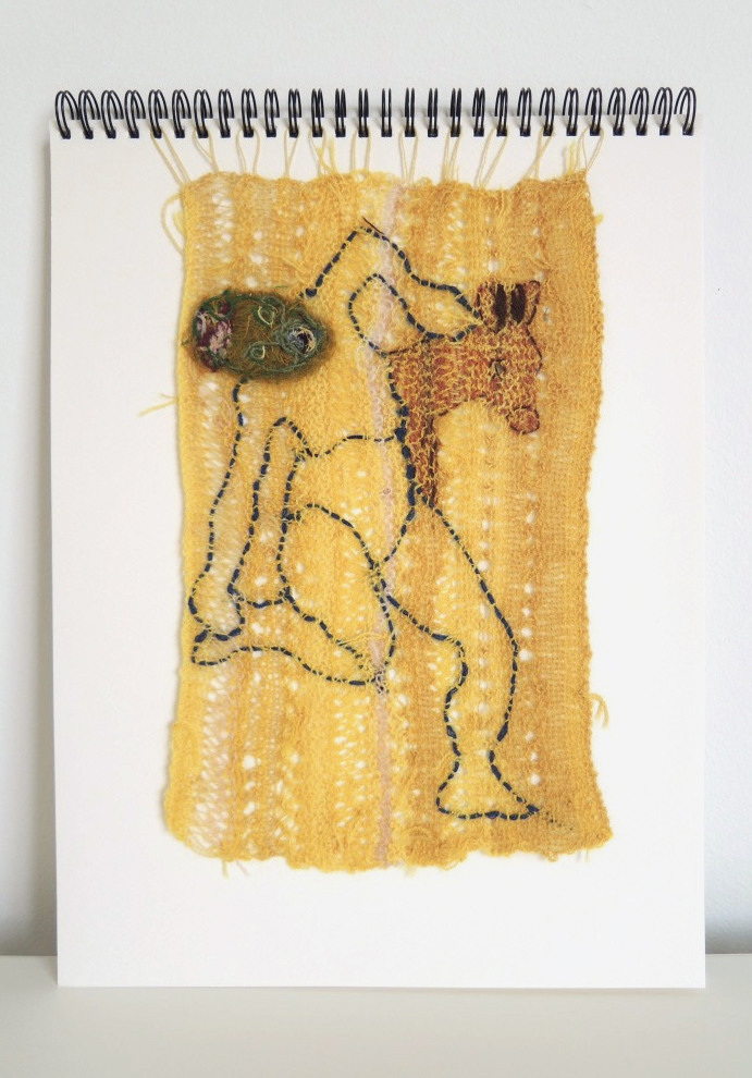 Edith L’Haridon, Courir la girafe​​​​​​​, Série Les petites laines, 2017.
