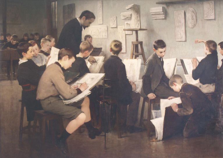 Henri Jules Jean Geoffroy, Une leçon de dessin à l’école primaire, 1895