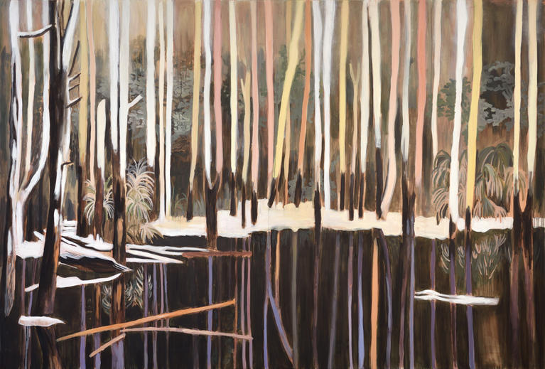 Vanessa Fanuele, Perdus, pourtant, 2016, huile sur toile, 200 × 300 cm