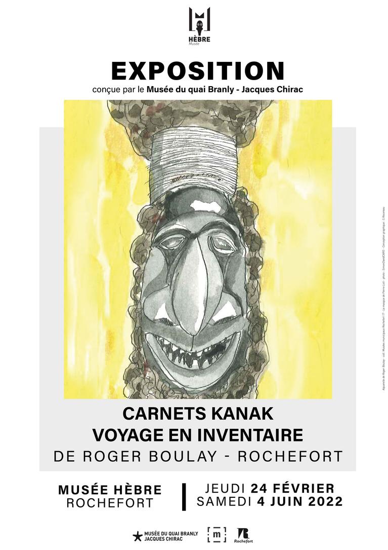 Affiche de l'exposition Carnets Kanak de Roger Boulay à Rochefort (17)