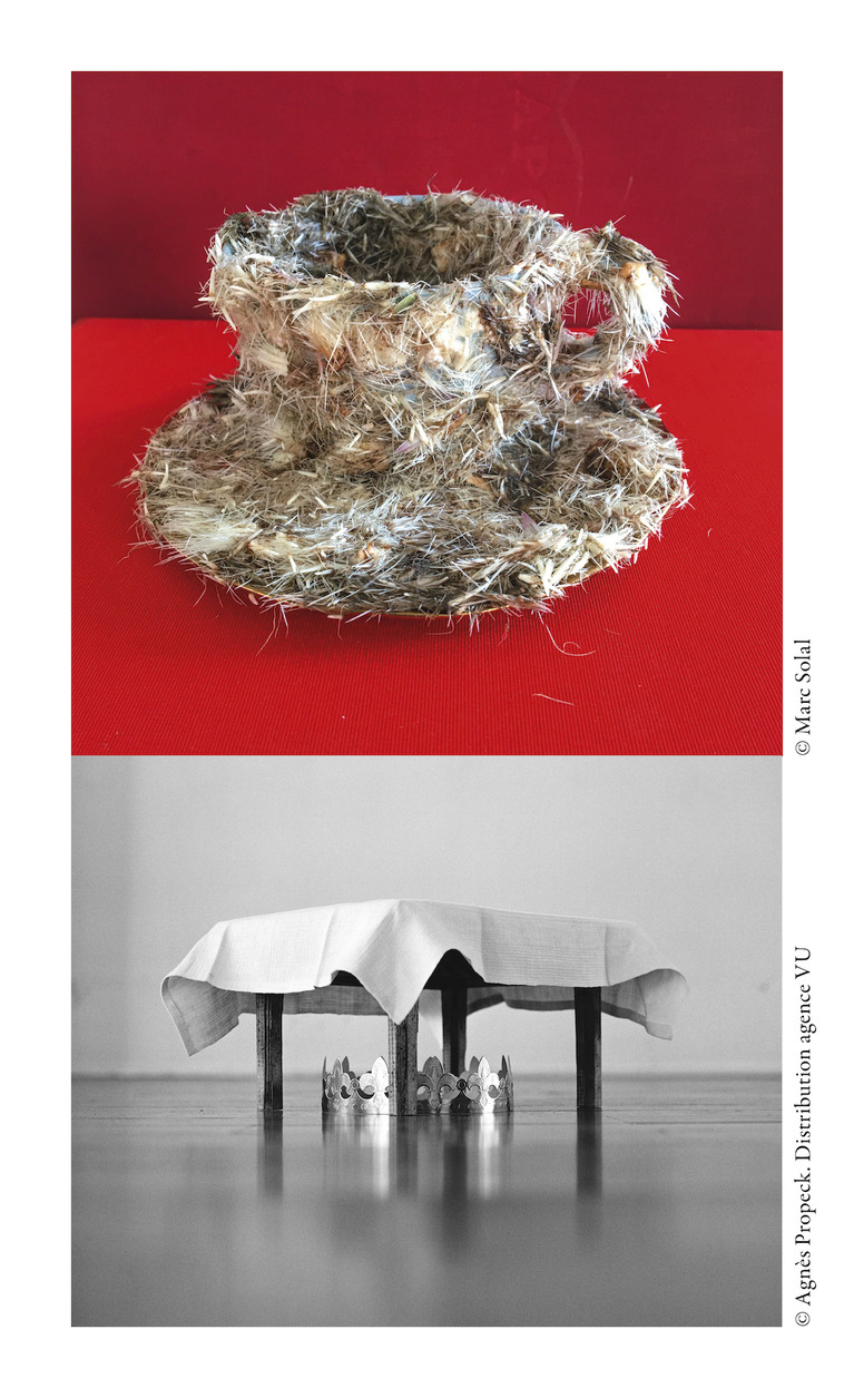 @ Agnes Propeck / Distribution Agence VU Sans titre (Sous la table) et  © Marc Solal. Hommage à Meret Oppenheim