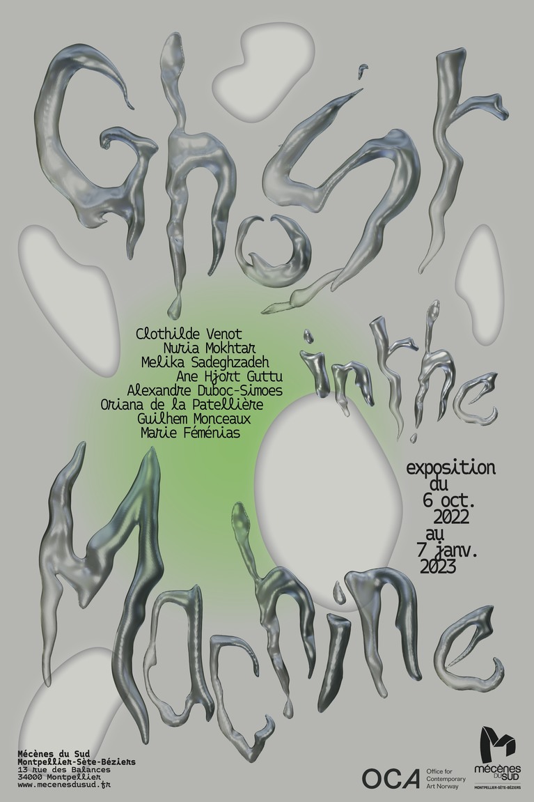 Affiche de l’exposition Ghost In the Machine. Création graphique : Cami Guien.