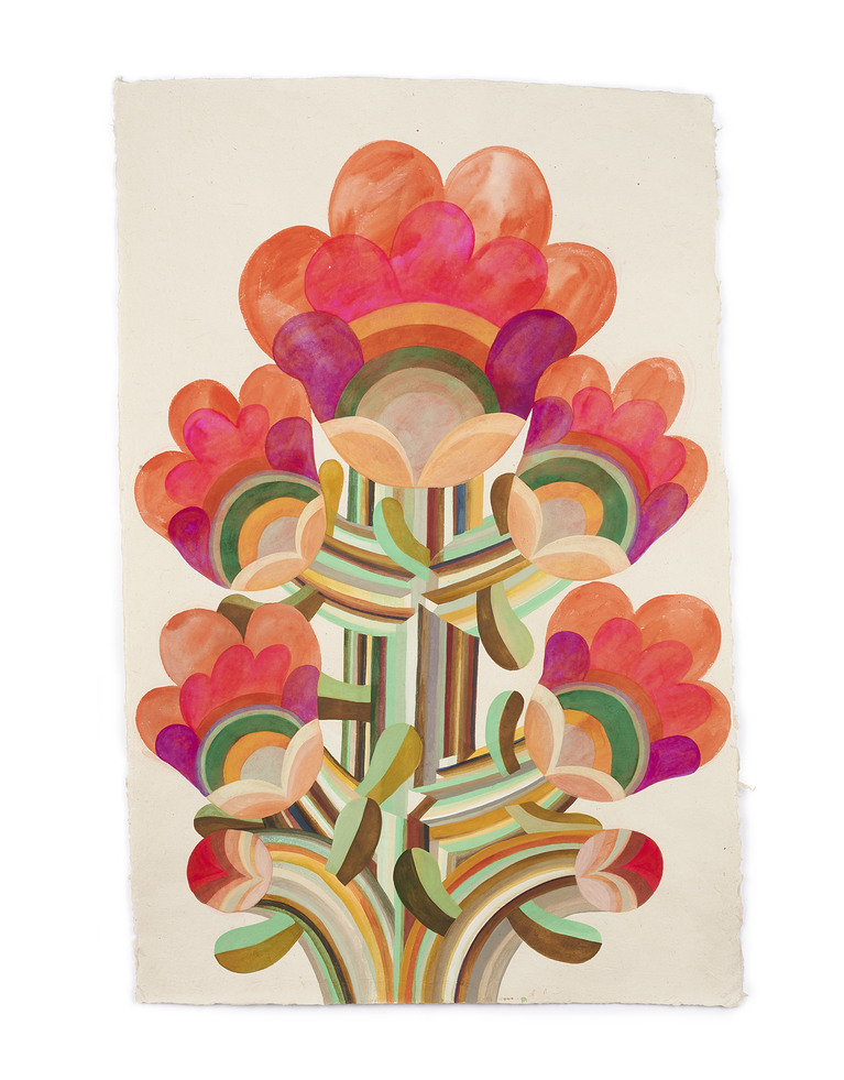 Série Fleurs, gouache sur papier en coton fait main, 77 x 50 cm, 2022 