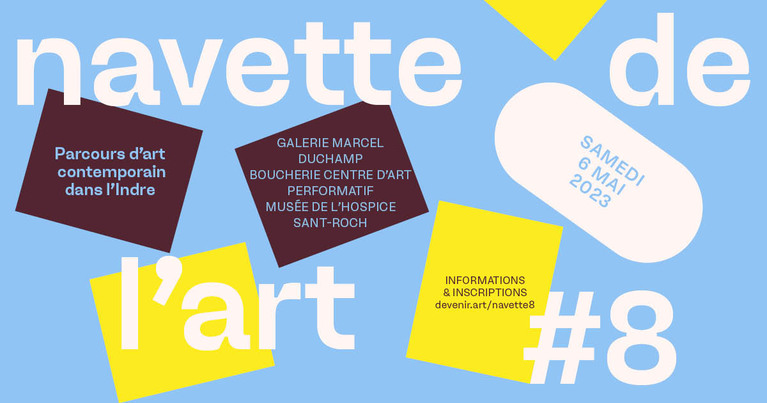 bandeau ccoloré annoncant la navette de l'art du 6 mai au départ de l'école des Beaux-Arts de Châteauroux dans l'Indre