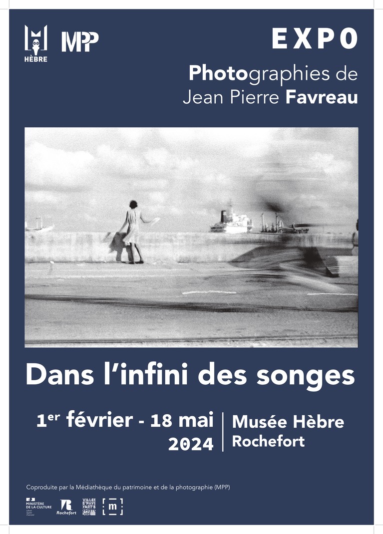 Affiche de l'exposition de photographies de Jean Pierre Favreau au musée Hèbre en 2024
