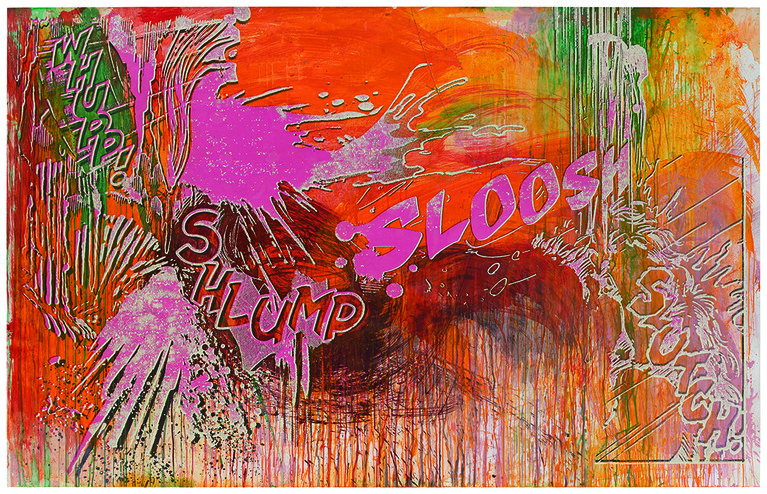 Oeuvre d'art colorée de Christian Marclay, intitulée Actions Whupp Shlump