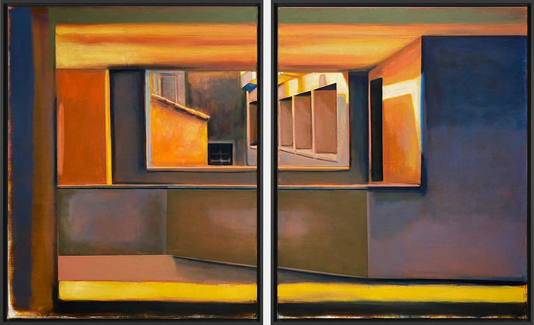 Jérémy Liron, Paysage 261, 2023 - 2024 (Huile sur toile, 162 x 130 cm x 2, diptyque)