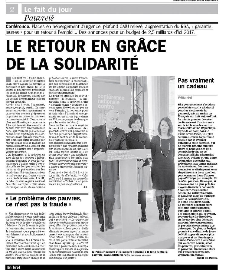 Photographie d'Olivier Menanteau dans le journal La Marseillaise