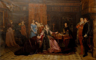 Marie Stuart distribuant ses bijoux à la veille de sa mort, peinture de Jules Gorges Kienlin