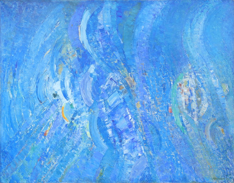 Vue de l’œuvre de Jacques Germain, Composition bleue