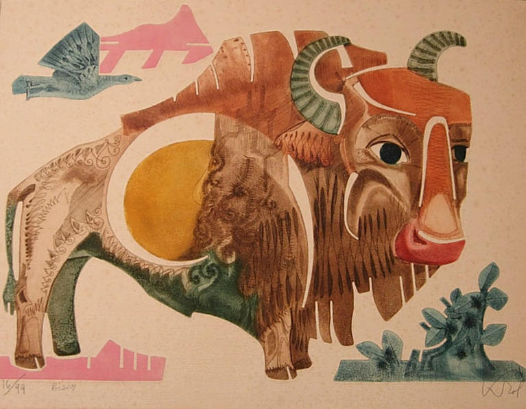 Bison, gravure de Abram Krol