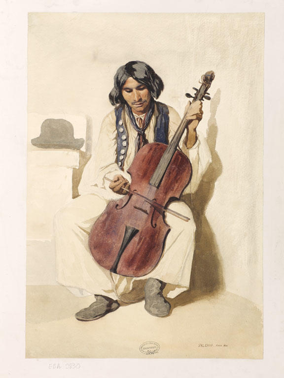 Musicien tzigane d'environ d'Arad, aquarelle de Théodore Valerio