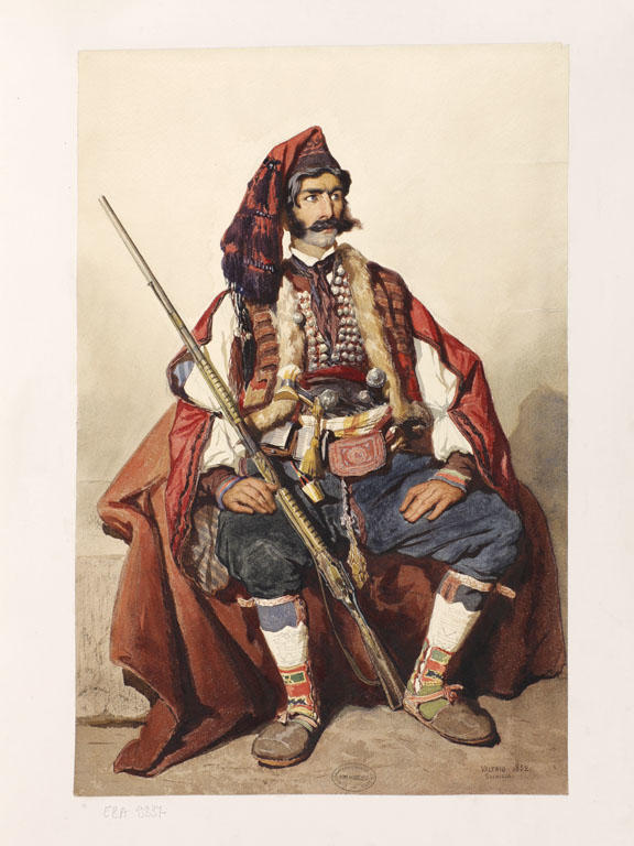 Bozo Raatic oberbacha du régiment de Sluin, aquarelle de Théodore Valerio