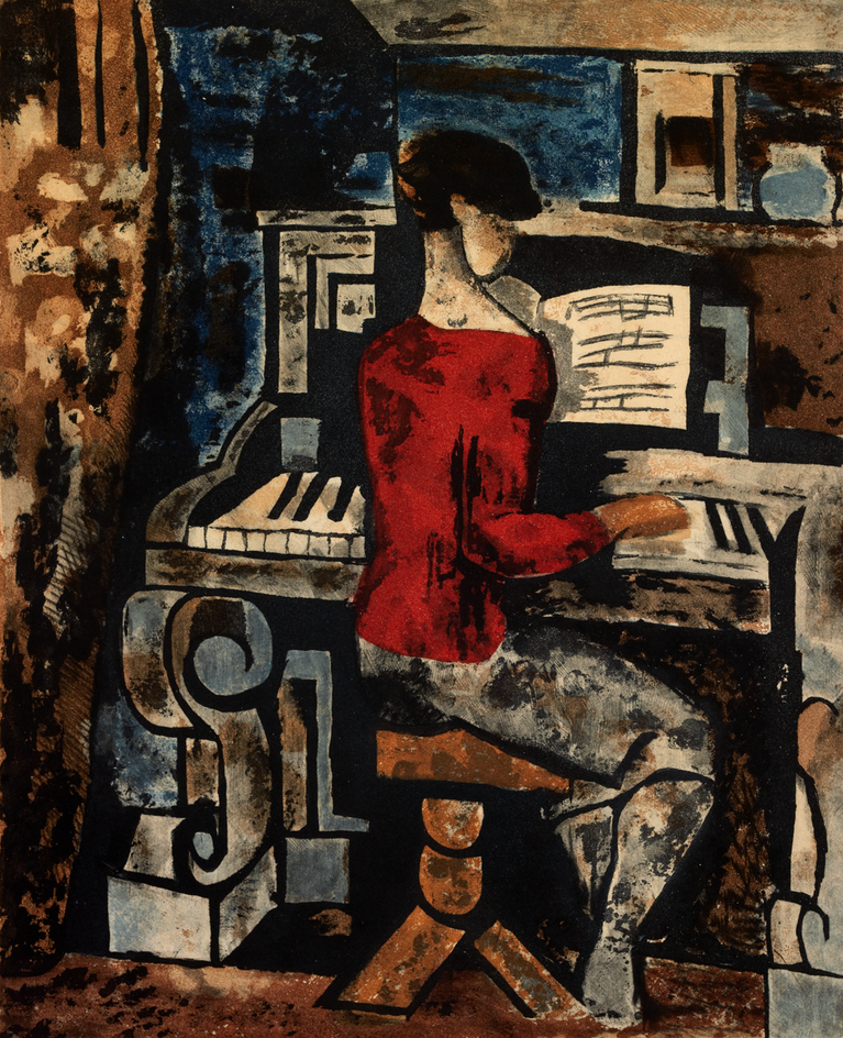 La Femme au piano d’après Gromaire de Jacques Villon