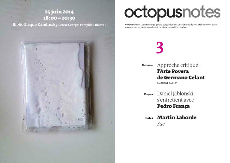 Nouveau numéro de la revue Octopusnotes