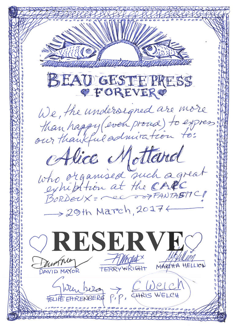 « Beau Geste Press Forever (for Alice Mottard) », dessiné par Felipe Ehrenberg